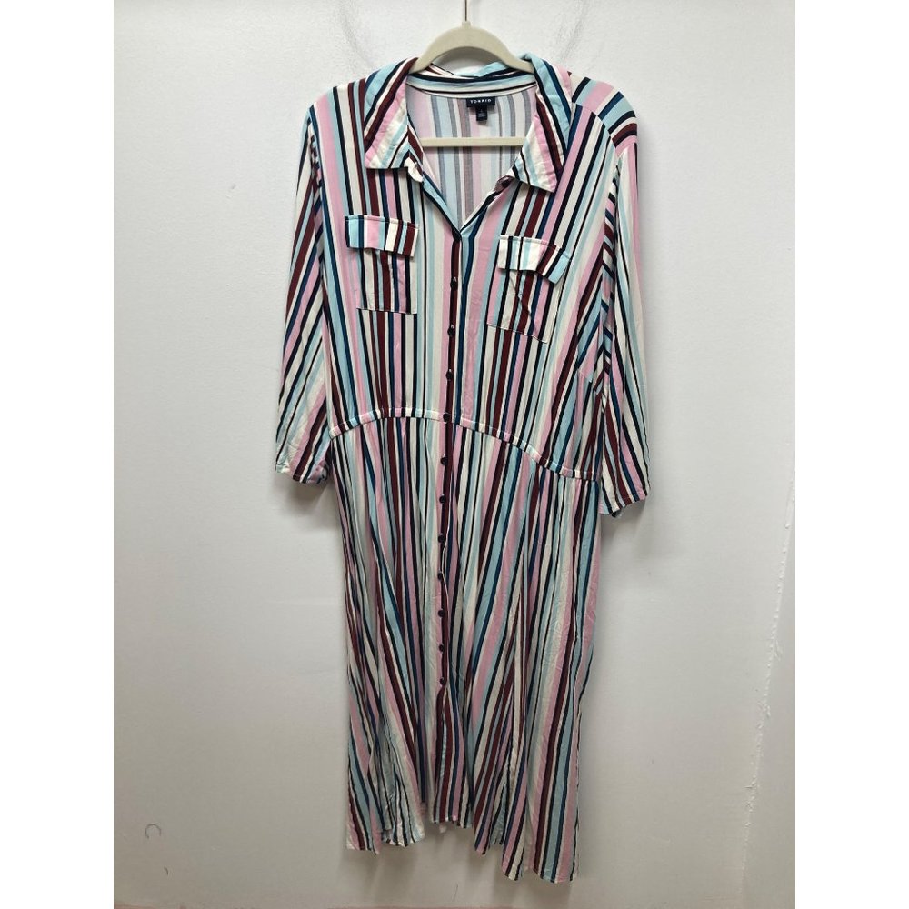 Torrid Midi Stretch Challis Button Front Shirt Dr… - image 2